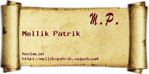 Mellik Patrik névjegykártya